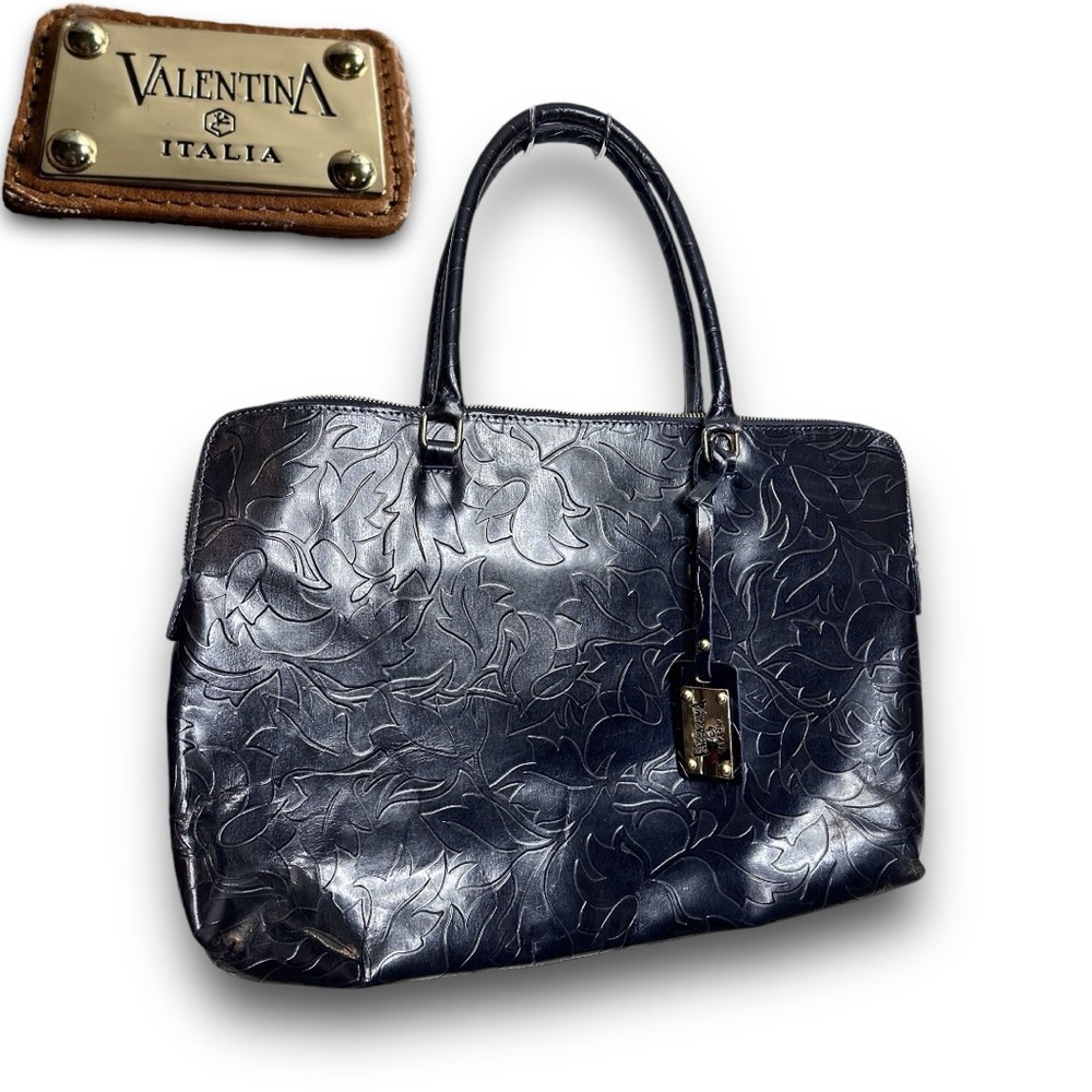 Valentina Italia Black Leather Handbag 🇮🇹✨